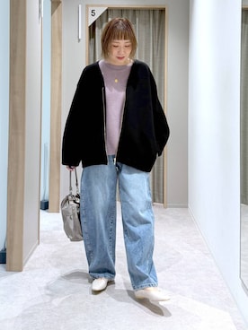 「GLOBAL WORK（グローバルワーク）のアイテム（デニムパンツ）」を使った、kusuko1103さん（レディース・163cm）の冬コーディネート