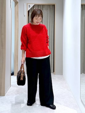 「アイテム（モカシン/デッキシューズ）」を使った、kusuko1103さん（レディース・163cm・40代）の冬コーディネート