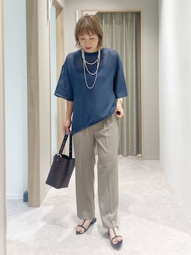 「アイテム（スラックス）」を使った、kusuko1103さん（レディース・163cm・40代）の夏コーディネート