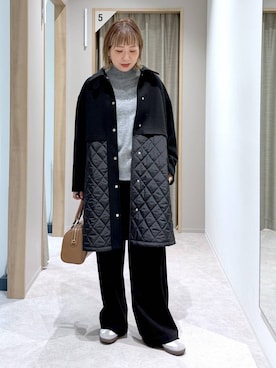 ウールライク切り替えコート/499669を使った人気ファッション