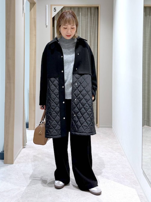 セール】ウールライク切り替えコート/499669（ステンカラーコート