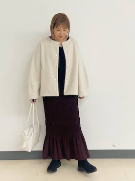 「アイテム（ノーカラーコート）」を使った、kusuko1103さん（レディース・163cm）の秋コーディネート