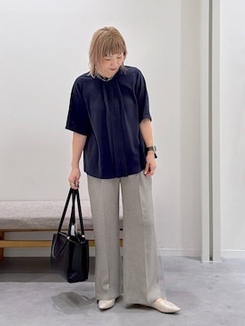 「GLOBAL WORK（グローバルワーク）のらくっションポインテッドバブーシュ/282406（パンプス、ホワイト系）」を使った、kusuko1103さん（レディース・163cm）の春コーディネート