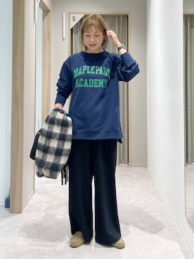 「アイテム（モカシン/デッキシューズ）」を使った、kusuko1103さん（レディース・163cm）の秋コーディネート