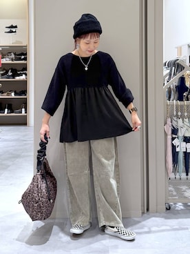 「GLOBAL WORK（グローバルワーク）のステンレスコインネックレス/1056186（ネックレス、シルバー系）」を使った、kusuko1103さん（レディース・163cm）の秋コーディネート