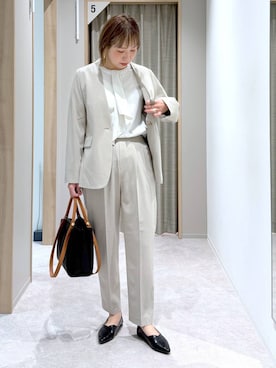 「GLOBAL WORK（グローバルワーク）のアイテム（ノーカラージャケット）」を使った、kusuko1103さん（レディース・163cm）の冬コーディネート