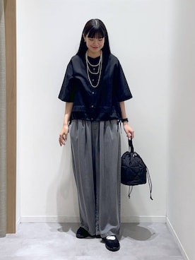 「GLOBAL WORK（グローバルワーク）のキルティング巾着バッグ/577384（Handbag、ブラック系）」を使った、ニカさんの春コーディネート