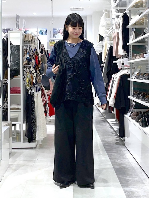 フォーティファイブ アール ハチノスカノコのレースdeMシャツ コットン ベスト レディース ネイビー 00 50770572 00 45R フォーティファイブ アール ハチノスカノコのレースdeMシャツ