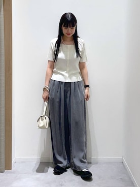 「GLOBAL WORK（グローバルワーク）のスペ軽お財布ショルダー2/580785（Shoulderbag、ベージュ系）」を使った、ニカさんの春コーディネート