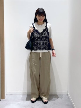 「GLOBAL WORK（グローバルワーク）のスペ軽ロングスクエアショルダーバッグ/634311（ショルダーバッグ、ブラック系）」を使った、ニカさんの夏コーディネート