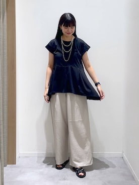 「GLOBAL WORK（グローバルワーク）のアソート三連ネックレス/495430（ネックレス、シルバー系）」を使った、ニカさんの夏コーディネート
