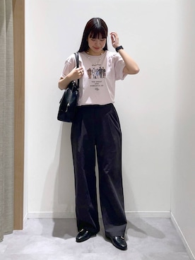 「GLOBAL WORK（グローバルワーク）のサイズ拡大/らくっション撥水2WAYローファー/131468（Loafers、ブラック系）」を使った、ニカさんの春コーディネート