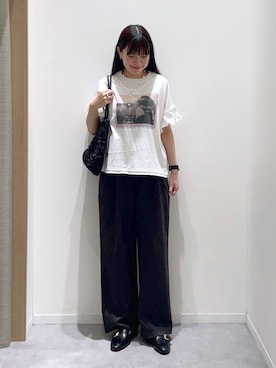 「GLOBAL WORK（グローバルワーク）のサイズ拡大/らくっション撥水2WAYローファー/131468（Loafers、ブラック系）」を使った、ニカさんの春コーディネート
