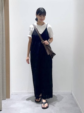「GLOBAL WORK（グローバルワーク）のリッチクリーン透けにくいベーシックT/636788（Tシャツ/カットソー、ホワイト系）」を使った、ニカさんの夏コーディネート