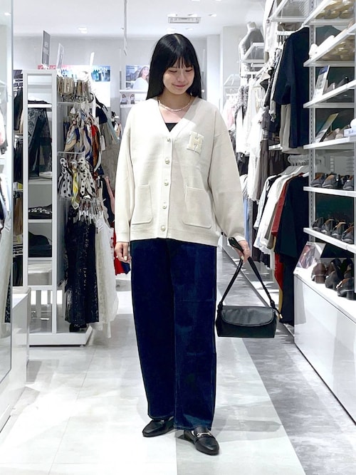 スウェットライクロゴVネックカーディガン/571352（カーディガン