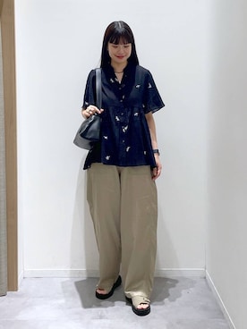 「GLOBAL WORK（グローバルワーク）のスペ軽ロングスクエアショルダーバッグ/634311（ショルダーバッグ、ブラック系）」を使った、ニカさんの夏コーディネート