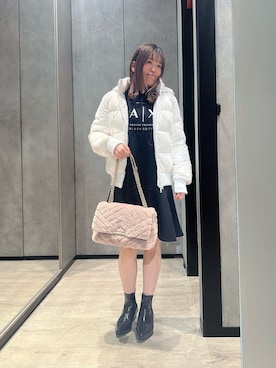 「ARMANI EXCHANGE（アルマーニエクスチェンジ）のアイテム（ダウンジャケット/コート）」を使った、HIROさん（レディース・150cm）の冬コーディネート