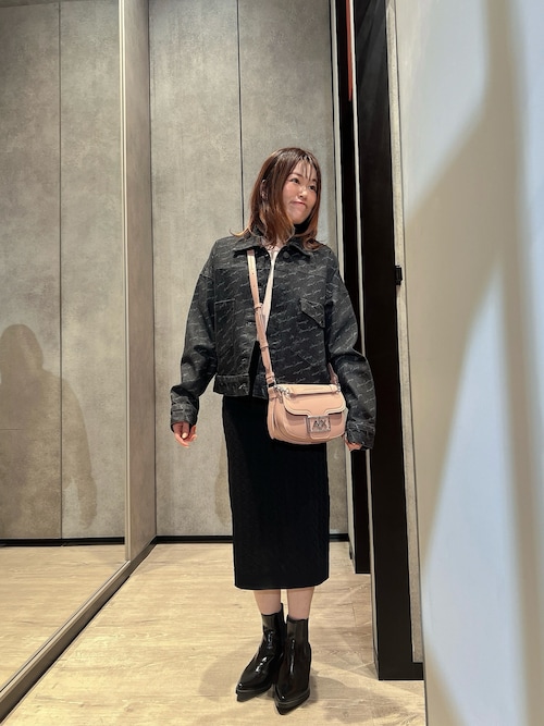 新品【A|X アルマーニ エクスチェンジ】ラインストーン　ブラックデニムスカート セール】【A|X アルマーニ エクスチェンジ】ラインストーン