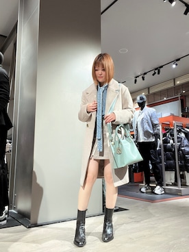 「レザースカート」｜「アイテム（トレンチコート）」を使った、HIROさん（レディース・150cm）の冬コーディネート