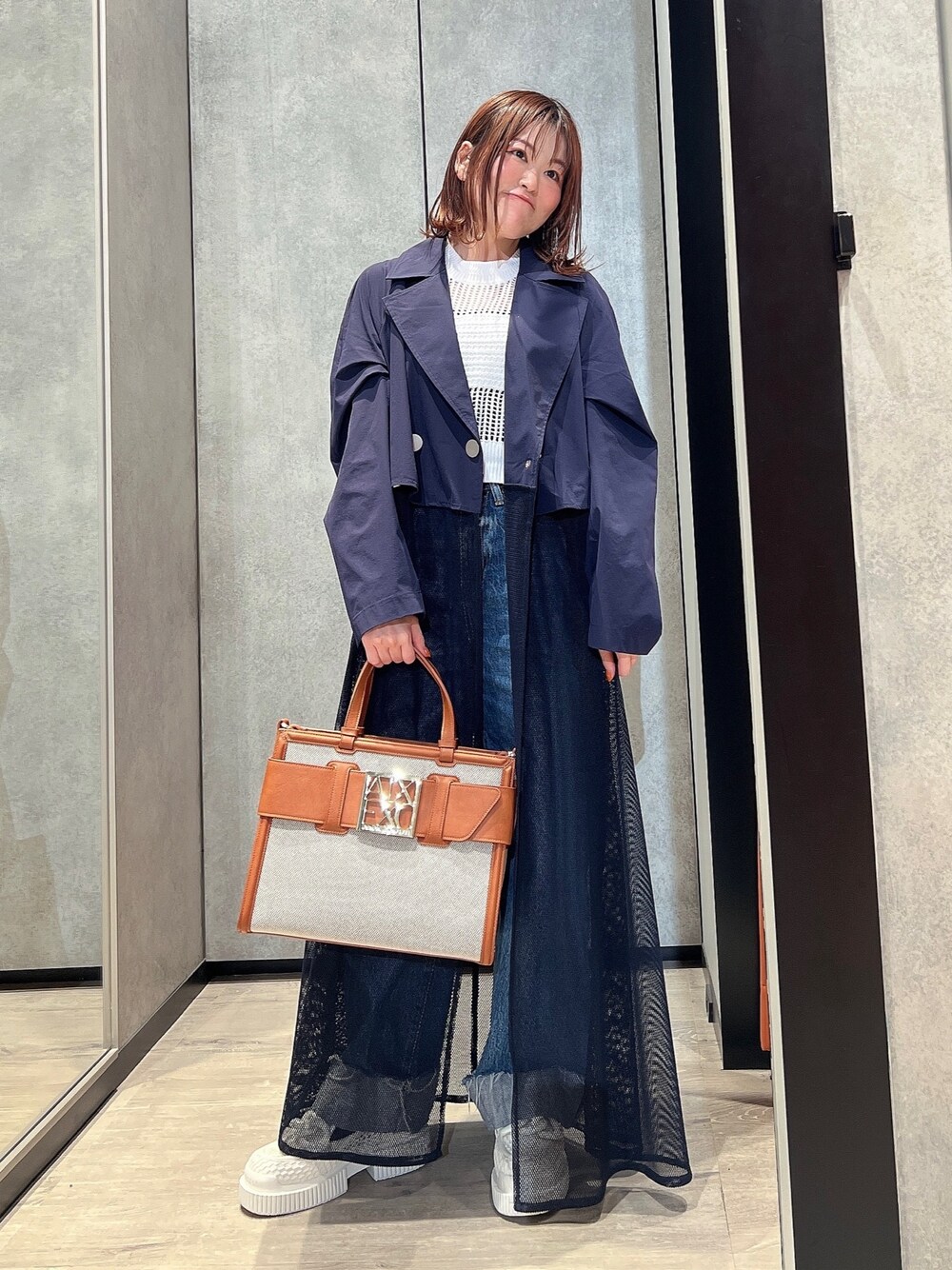 A|X アルマーニ エクスチェンジ】ナイロンメッシュ トレンチ