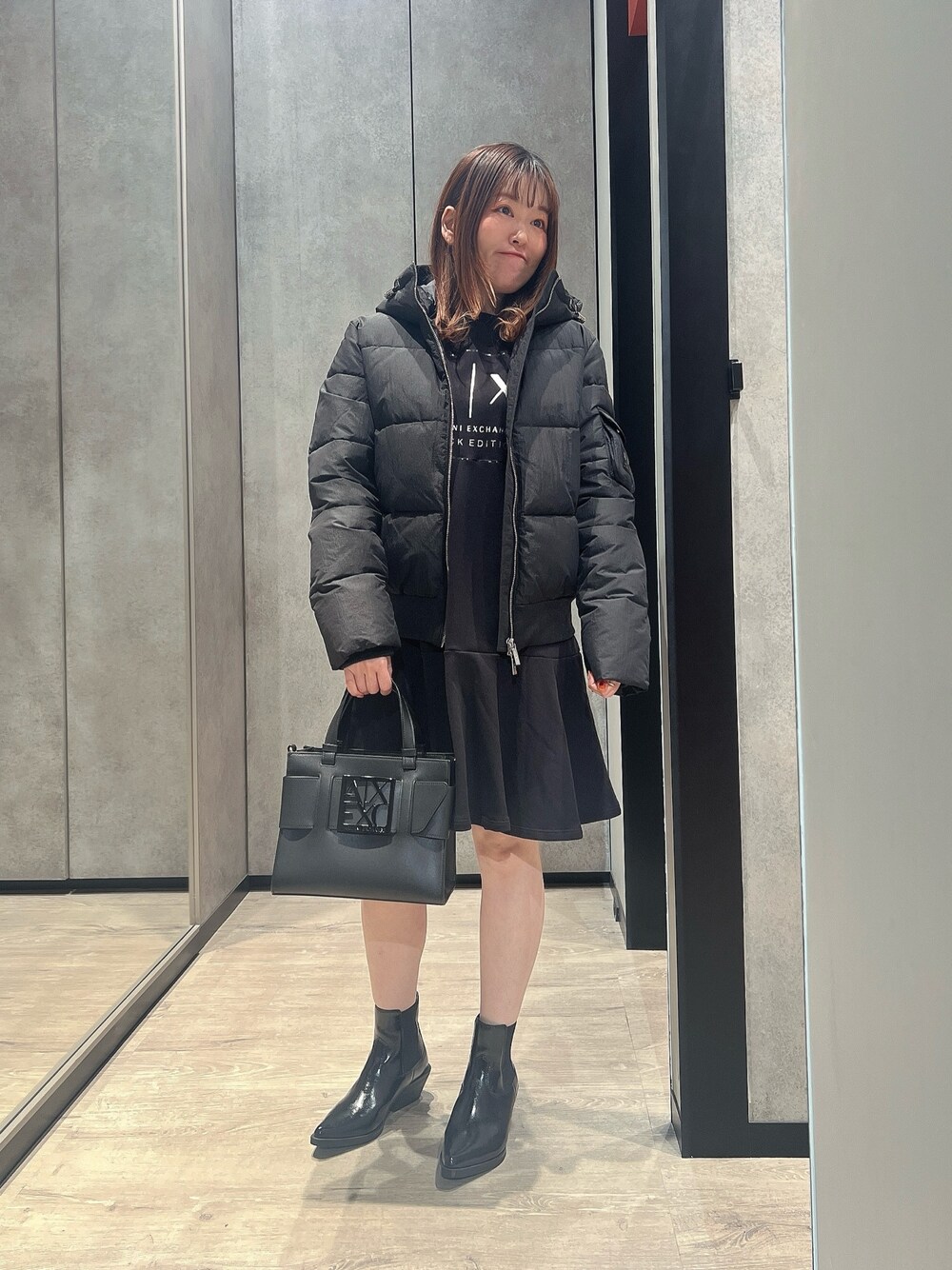 A|X アルマーニ エクスチェンジ ADE バルーンスリーブスウェットワンピース ARMANI EXCHANGE（アルマーニエクスチェンジ）の「【A|X
