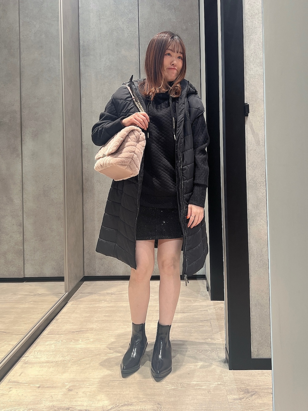 アルマーニエクスチェンジ キルティング×ラメ フーデッドスウェットパーカー ARMANI EXCHANGE（アルマーニエクスチェンジ）の「【A|X