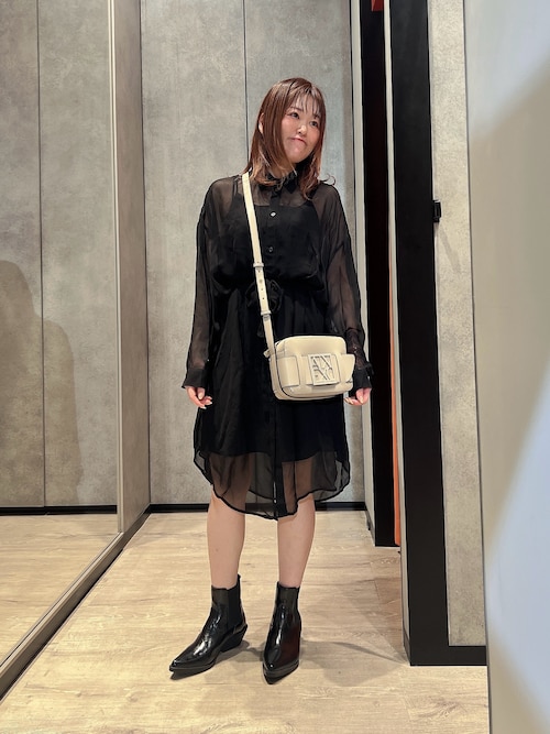 ARMANI EXCHANGE ロゴ サテン ミニ フレアワンピース セール】【A|X アルマーニ エクスチェンジ】シフォンシアー