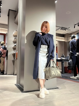 「ARMANI EXCHANGE（アルマーニエクスチェンジ）のアイテム（チェスターコート）」を使った、HIROさん（レディース・150cm）の秋コーディネート