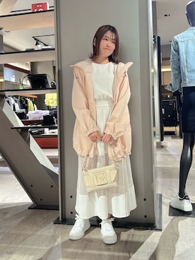 「アイテム（マウンテンパーカー、ピンク系）」を使った、HIROさん（レディース・150cm）の春コーディネート