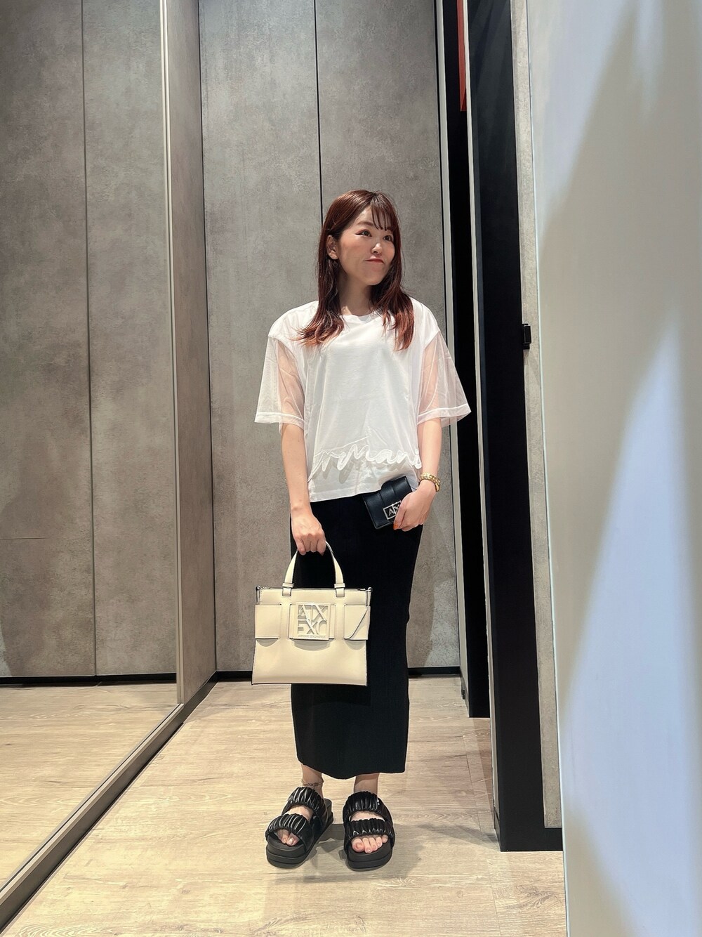tシャツ 「A|X アルマーニ エクスチェンジ」シグネチャーロゴ メッシュレイヤード 半袖クルーネックTシャツ/CROPPED（EC限定カラー含） レ セール】【A|X アルマーニ エクスチェンジ】シグネチャーロゴ