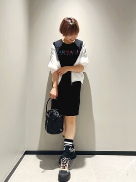 「ARMANI EXCHANGE（アルマーニエクスチェンジ）のアイテム（ナイロンジャケット）」を使った、Mazurun☺︎さん（レディース・160cm）の夏コーディネート
