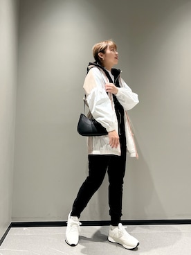 「ARMANI EXCHANGE（アルマーニエクスチェンジ）のアイテム（ナイロンジャケット）」を使った、Mazurun☺︎さん（レディース・160cm）の春コーディネート