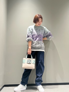 「ボリュームニット」｜「アイテム（スラックス）」を使った、Mazurun☺︎さん（レディース・160cm）の秋コーディネート