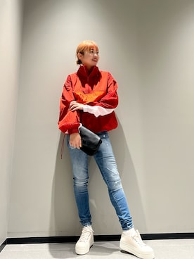 「ARMANI EXCHANGE（アルマーニエクスチェンジ）のアイテム（ナイロンジャケット）」を使った、Mazurun☺︎さん（レディース・160cm）の春コーディネート