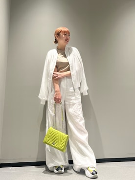 「オールホワイト」｜「アイテム（ブルゾン）」を使った、Mazurun☺︎さん（レディース・160cm）の春コーディネート