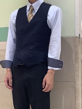 「アイテム（フォーマルスーツ/小物、ゴールド系）」を使った、BRICK HOUSE by Tokyo Shirts 亀有アリオモール店さん（メンズ・170cm）の夏コーディネート