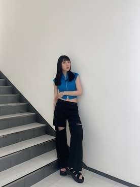 「スポサン」｜「アイテム（スラックス）」を使った、高橋茉丘さん（レディース・168cm）の春コーディネート