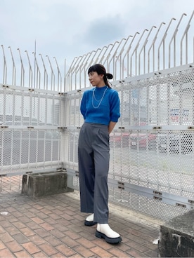 「#ブルー」｜高橋茉丘さん（レディース・168cm）の夏コーディネート
