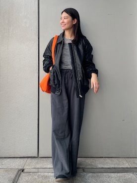 「シアーニット」｜「アイテム（ジャケット/アウター）」を使った、川副優佳さん（レディース・164cm）の秋コーディネート