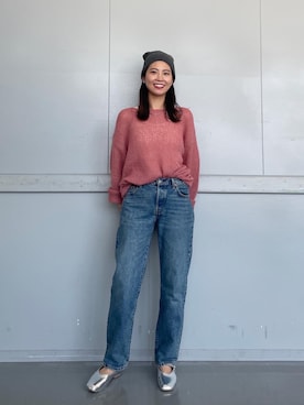 「テーパードデニム」｜川副優佳さん（レディース・164cm）の秋コーディネート