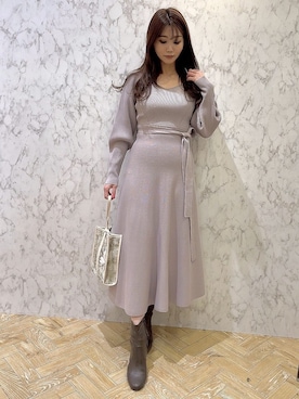 「アイテム（その他アウター、ブラウン系）」を使った、金井祐子さん（レディース・162cm）の冬コーディネート