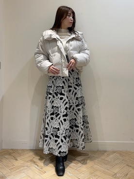 「防寒」｜「アイテム（ダウンジャケット/コート）」を使った、金井祐子さん（レディース・162cm）の冬コーディネート