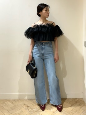 「MERCURYDUO（マーキュリーデュオ）のアイテム（シューズ）」を使った、金井祐子さん（レディース・162cm）の夏コーディネート