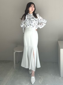 配色メローラッフルブラウス｜マーキュリーデュオ（MERCURYDUO