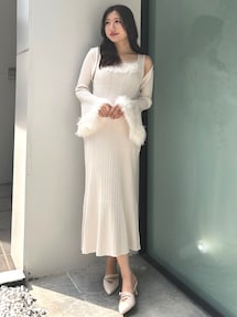 familiar　ワンピースとボレロセット セール】チェーンボレロセットニットマーメイドワンピース