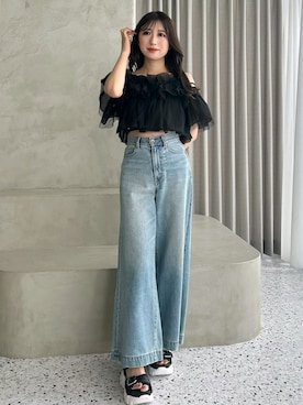 「MERCURYDUO（マーキュリーデュオ）のアイテム（パンツ）」を使った、eriさん（レディース・158cm）の春コーディネート