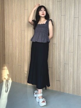 「MERCURYDUO（マーキュリーデュオ）のアイテム（サンダル）」を使った、eriさん（レディース・158cm）の夏コーディネート