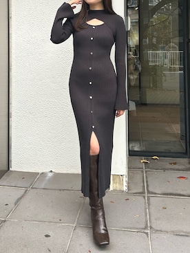「アイテム（その他アウター、ピンク系）」を使った、eriさん（レディース・158cm）の冬コーディネート