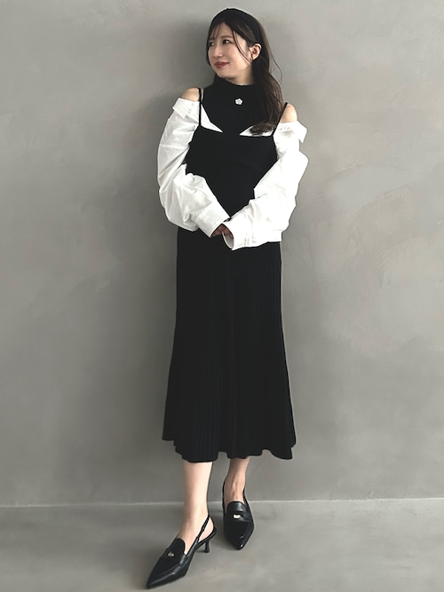 セール】【MARY QUANTコラボ】シャツドッキングニットワンピース