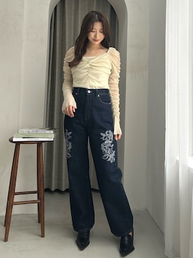 「アイテム（デニムパンツ）」を使った、eriさん（レディース・158cm）の夏コーディネート